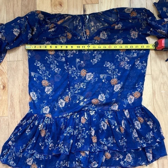 Free People Floral Boho Tiered Tunic Mini Dress size S - Picture 7 of 8